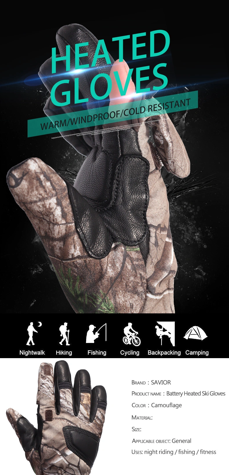 SAVIOR Winter Warm Heated Gloves For Hunting/Camping Outdoor Fun Sports