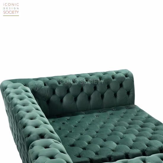 Móveis modernos para sala de estar, hotel de luxo, botão de lazer, sofá Chesterfield, tecido de veludo, sofá, conjunto de móveis